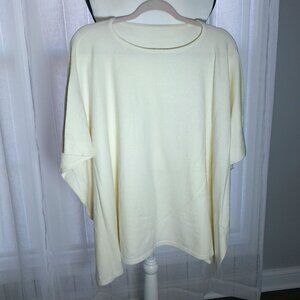 PULI Scoop Neck Minimalist Super Soft Cream Poncho One Size
